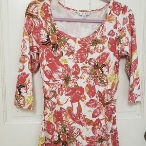 CAbi Floral 3/4 Sleeves  Top Size M